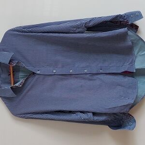 Robert Graham Mint/Purple Striped Long Sleeve Button Down Shirt Size L